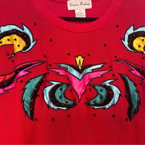 Vintage Red Sweater with Beading detail - Picture 4 of 5
